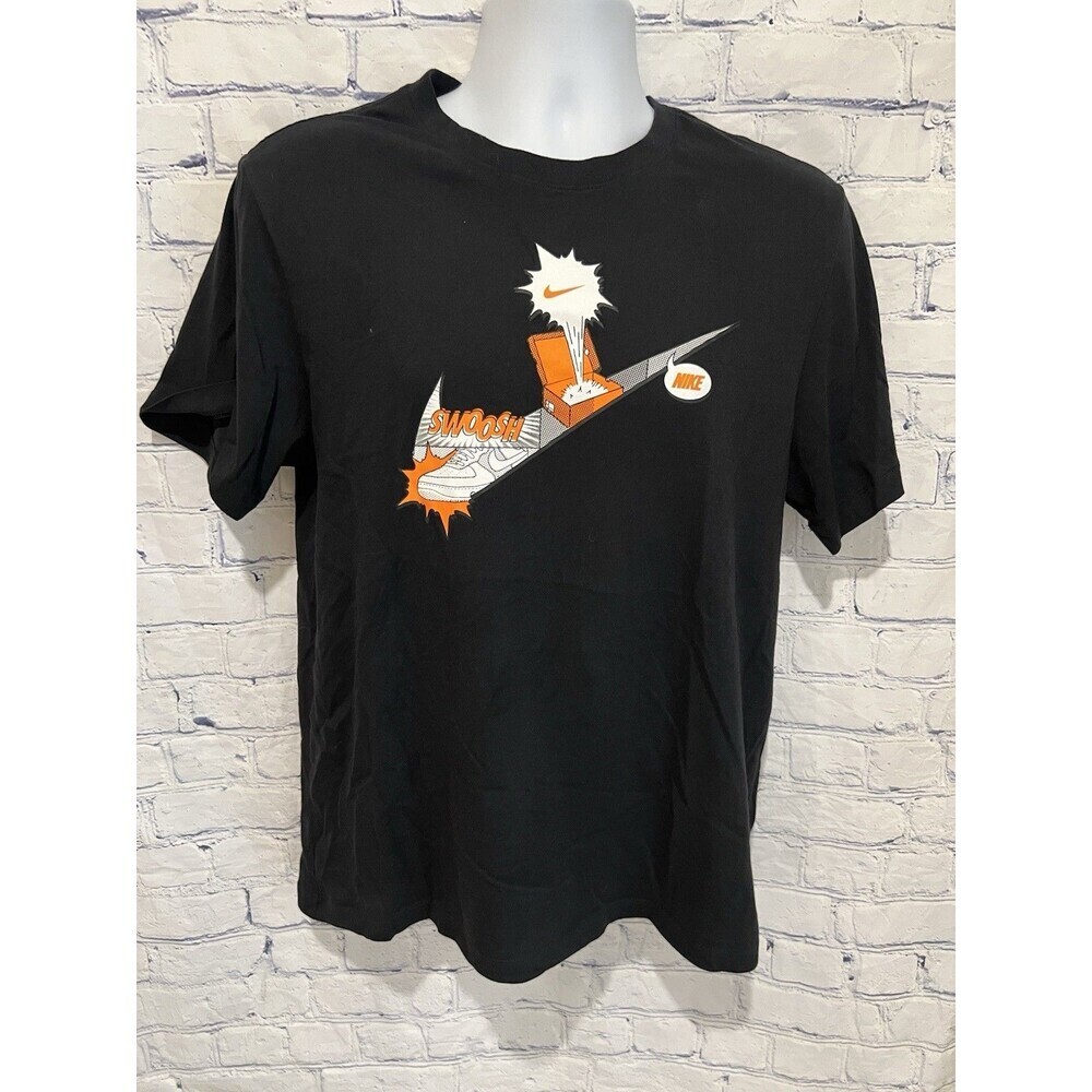 Nike Shoebox Swoosh T-Shirt Men's Size Medium Black, Orange, White Street Wear